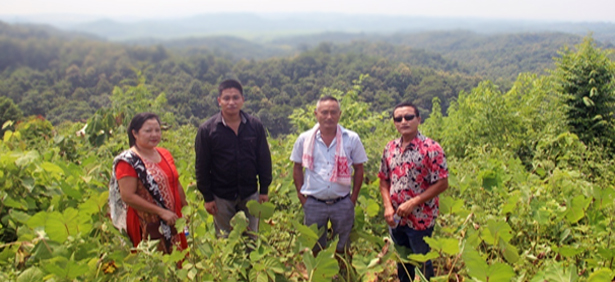 Horticulture Department Officials along with the beneficiary at the proposed project site of “Creation of the Botanical Garden and Recreational Park at
            Jalukie, Peren”